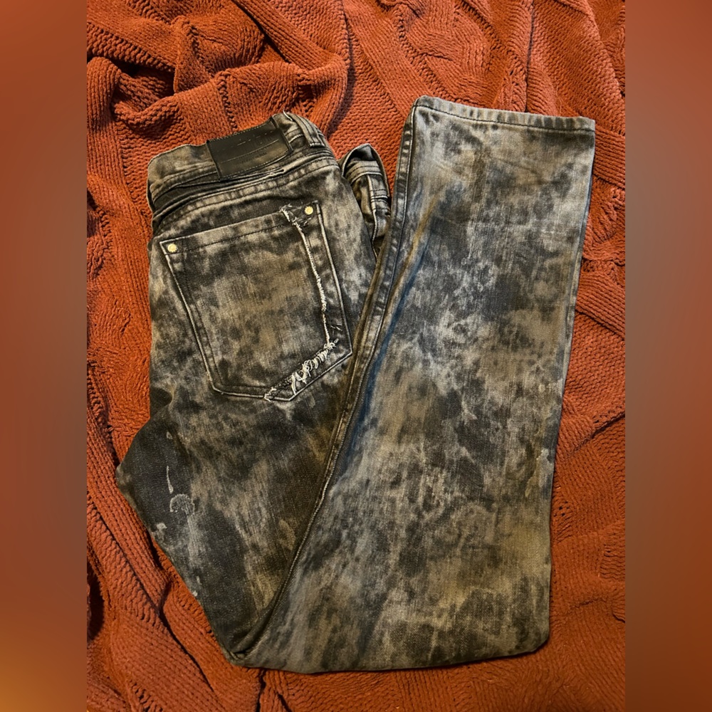 Menas black acid wash distressed Parish Nation jeans